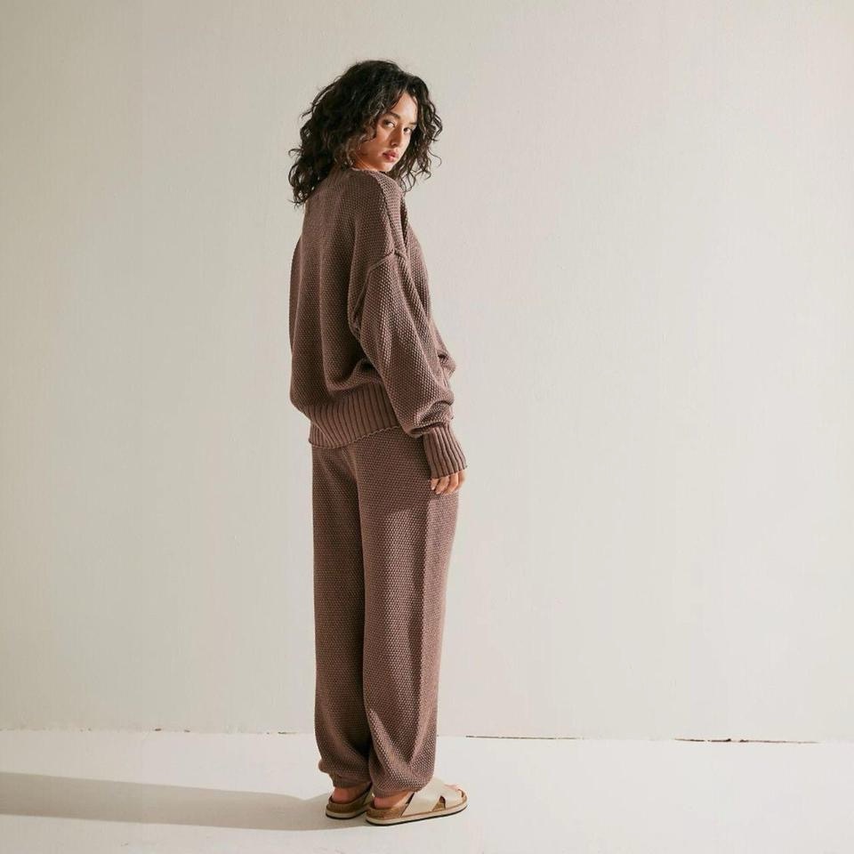 Free People Knit In Mauve Brown Set
